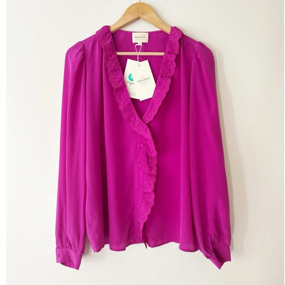 NWT Sezane 100% Silk Rosine Blouse - Picture 4 of 10